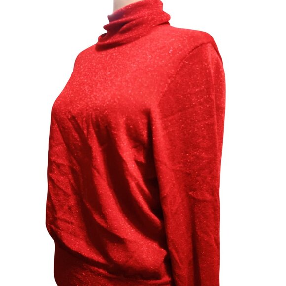 Forever 21 Plus Size 3X Red Metallic Shimmer Turtleneck Sweater Holiday Glam - Picture 3 of 10